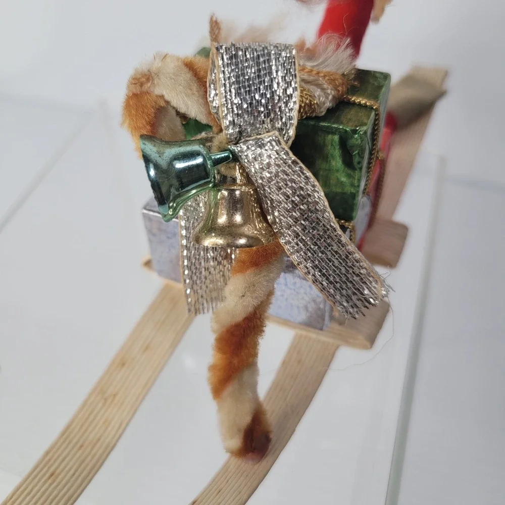Vintage Pixie Elf Doll on Sleigh Christmas Decoration 8